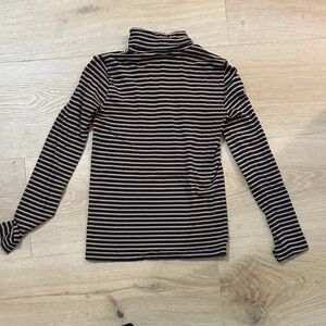 J. Crew Navy and Tan Striped tissue turtle neck Shirt
